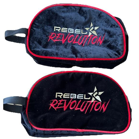 2* NEW Rebel Revolution Shoe Bag Black Velvet Red Retro Cheer Tennis Vacation - Picture 1 of 8